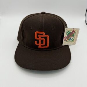 Vintage 90's New Era San Diego Padres Brown Pro Model Diamond 6 3/4 Fitted‎ Hat